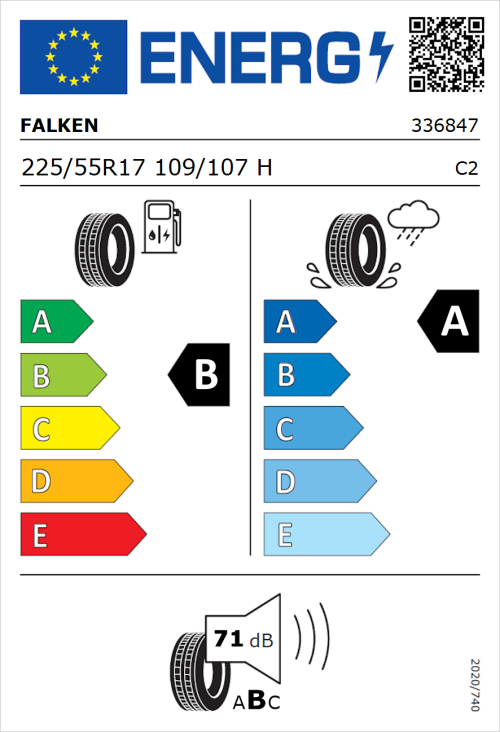 Tyre Label for Falken Linam VAN01 225/55R17 109/107H