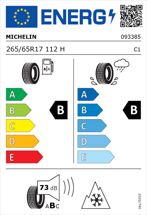 Tyre Label for Michelin CrossClimate 2 265/65R17 112H